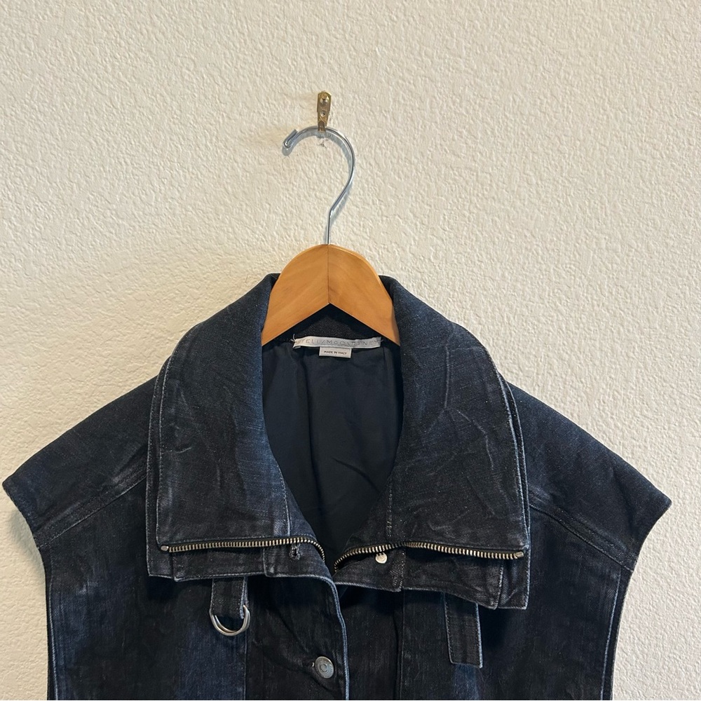 Stella McCartney Washed Black Denim Vest - back logo - Picture 2 of 6